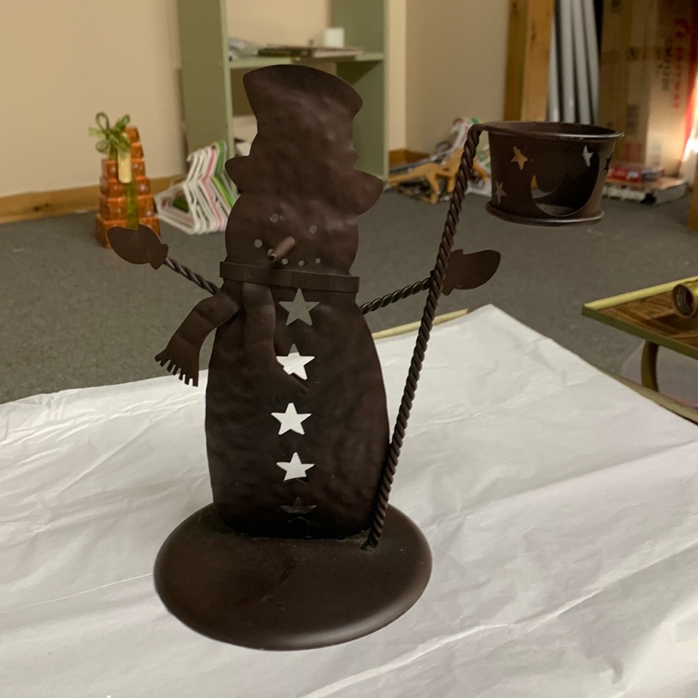 Snowman candle holder